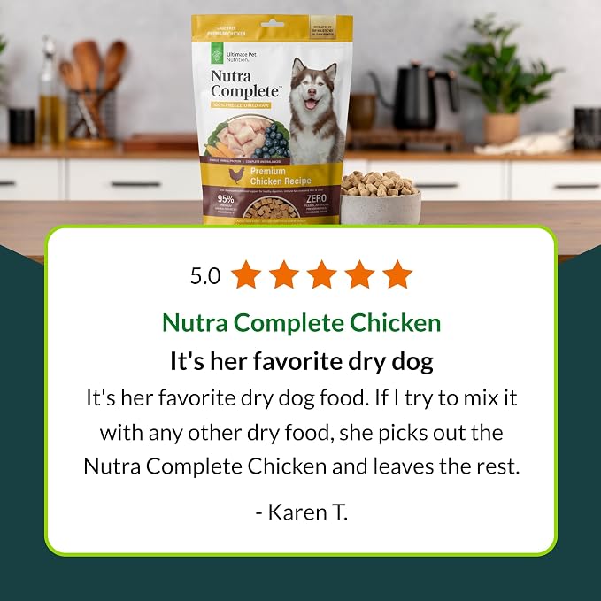 ULTIMATE PET NUTRITION Nutra Complete Freeze-Dried Dog Food Chicken 3lb x2 | Vet-formulated dog food with antioxidants, prebiotics & amino acids, full meal or topper for adult canines, all breeds/sizes