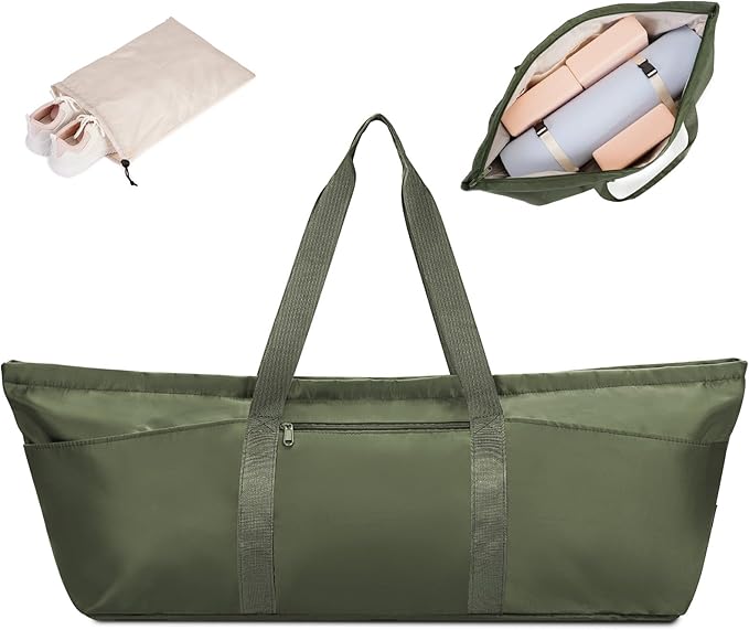 sportsnew Large Yoga Mat Bag with Shoes Compartment and Wet Pocket Ladies Pilates Gym Tote Bag with Yoga Mat Holder Strap for Women Men Workout Carrier Stuff Accessories
