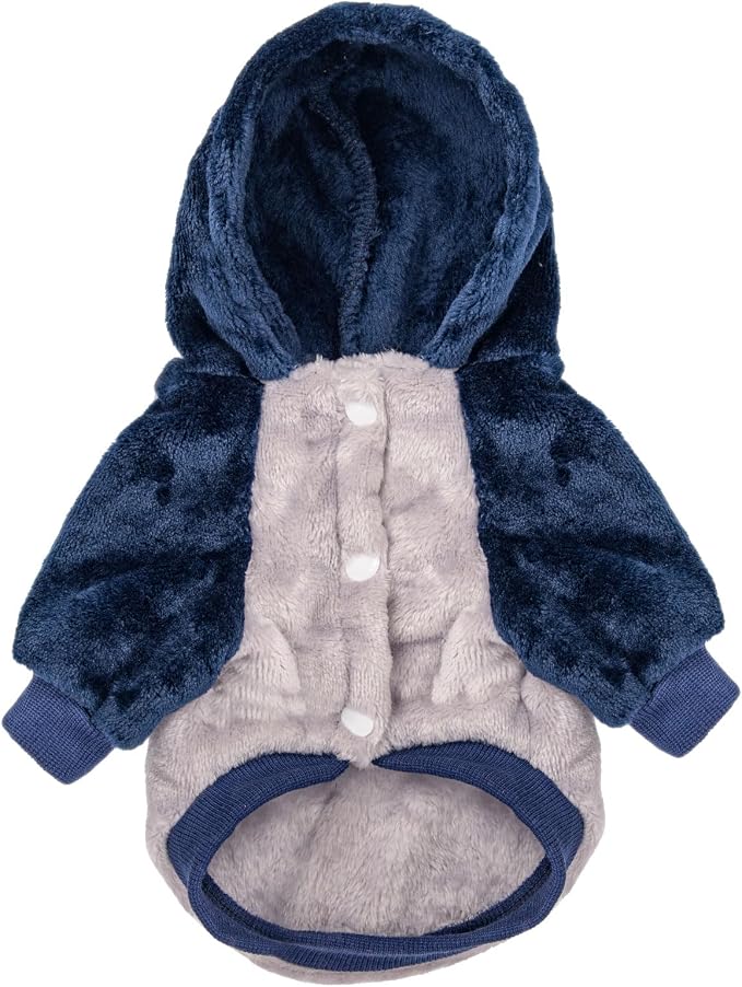 FabriCastle Dog Hooded Sweater, Dog Clothes for XXS XS Small Dogs Boy & Cats, Soft and Warm Pet Coat, Winter Pet Jacket, Doggy Apparel Costumes, Puppy Outfits Snap On Hoodies (Grey Body, XX-Small)