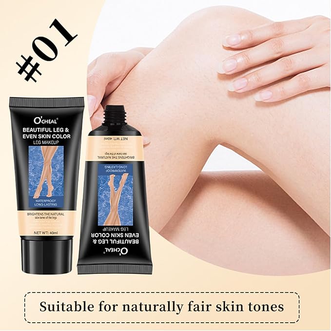 Dulele Leg and Body Makeup Foundation, Waterproof Leg & Body Tattoo Scar Cover up, Body Coverage Tattoo Concealer, No Transfer, Covers Varicose Veins for All Skin Tones (Fairest Glow, M)