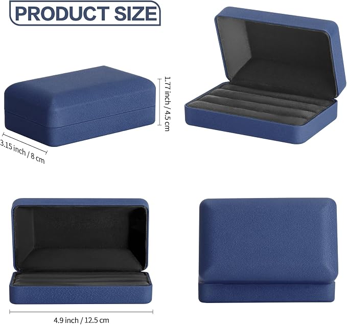 KUKUVR Velet Jewelry Ring Storage Box for Multiple Rings (Blue) | Travel Jewelry Case with 3 Slot Ring Display Organizer