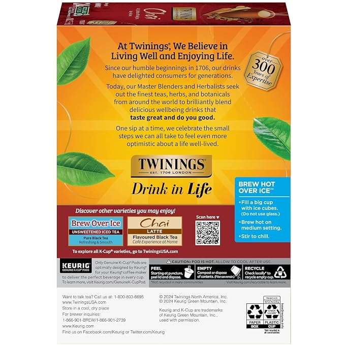 Twinings of London Chai Tea K-Cups for Keurig, 24 Count (Pack of 4)