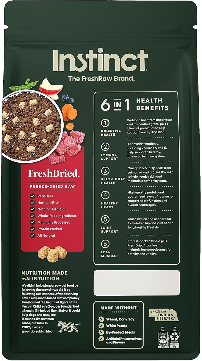Instinct RawBoost, Dry Dog Food + Freeze Dried, Real Beef, 3.5 lb. Bag | High-protein kibble with FreshDried raw bites, USA-raised beef, grain-free recipe, 6-in-1 health benefits