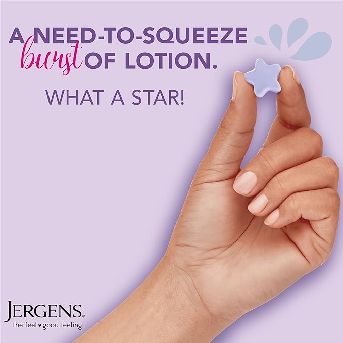 Jergens Lavender Lotion Bursts, Squishy Star-Shaped Moisturizer Bursts, 38 Ct
