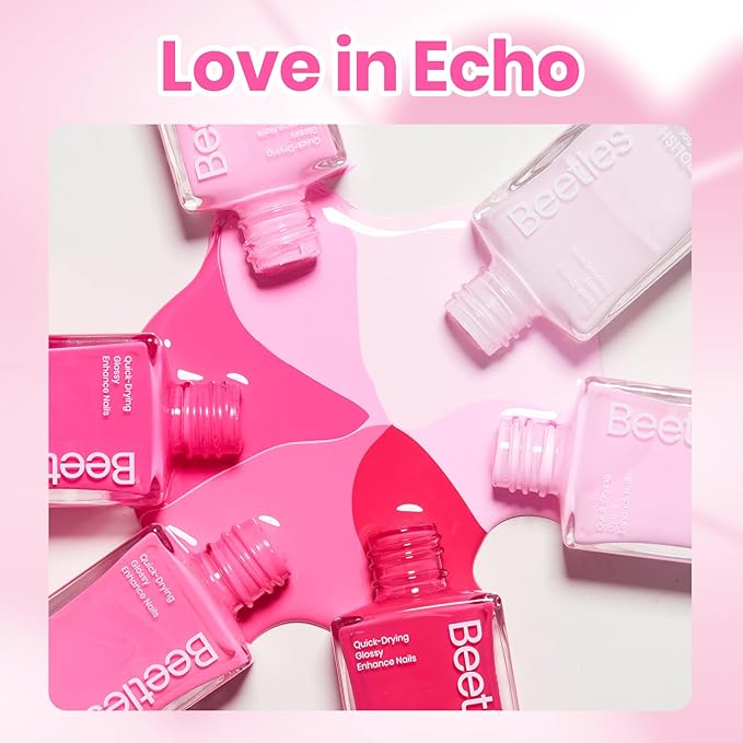 Beetles Pink Nail Polish Set - Love in Echo 6 Colors Quick Dry Spring Nail Polish Set 7.5ml/0.25 Fl Oz, Salon Long Lasting DIY Pastel Nails Art Spring Nails Gifts for Her