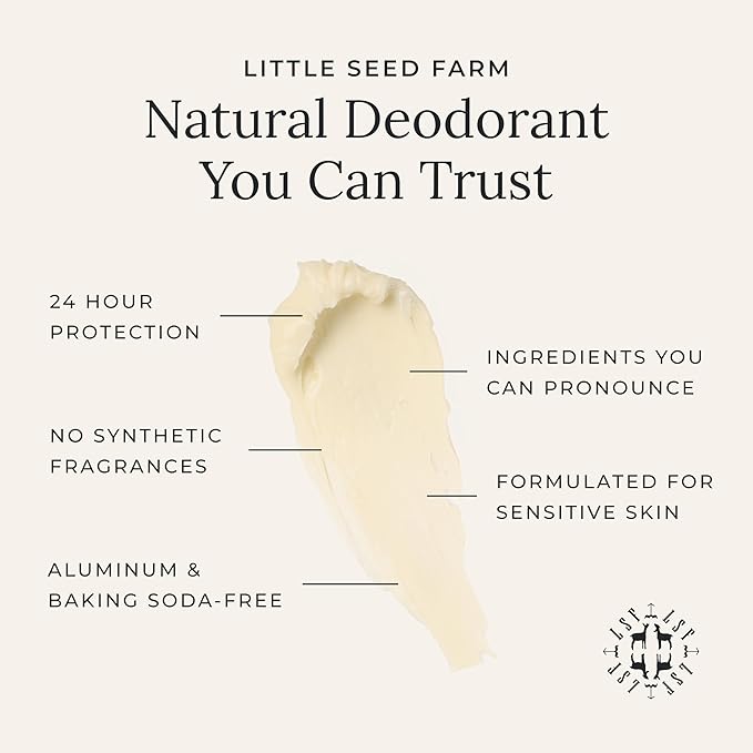 Little Seed Farm All Natural Deodorant Cream - Lavender - Aluminum Free Deodorant for Women or Men, Net Wt. 2.4oz | 68g
