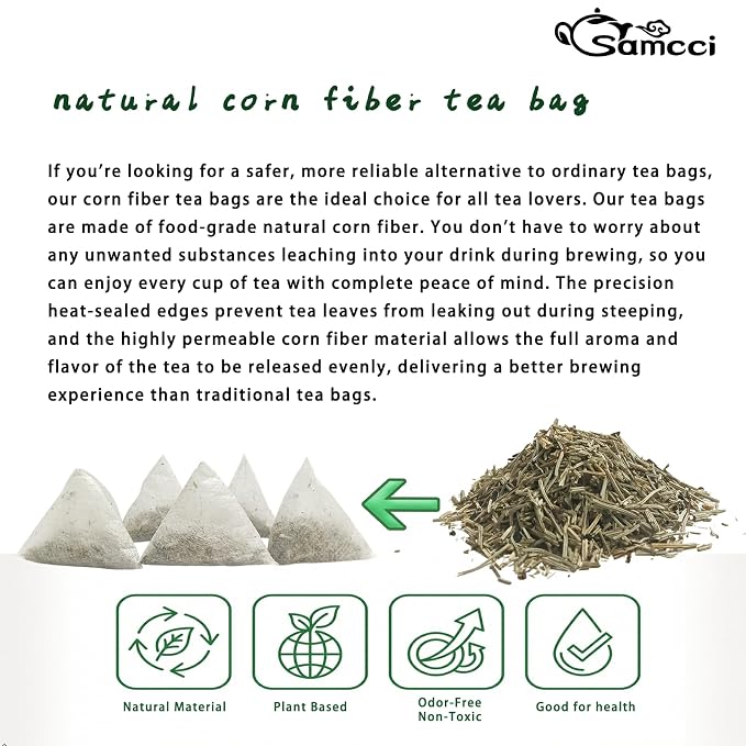 Samcci - Horsetail Tea Bags - 1.5g x 50 Count - Natural Dried Horsetail Herb - Cola De Caballo Hierba - Non-GMO & Caffeine-Free - Plant-Based Corn Fiber Mesh Bags - Supports Hair & Nail Health