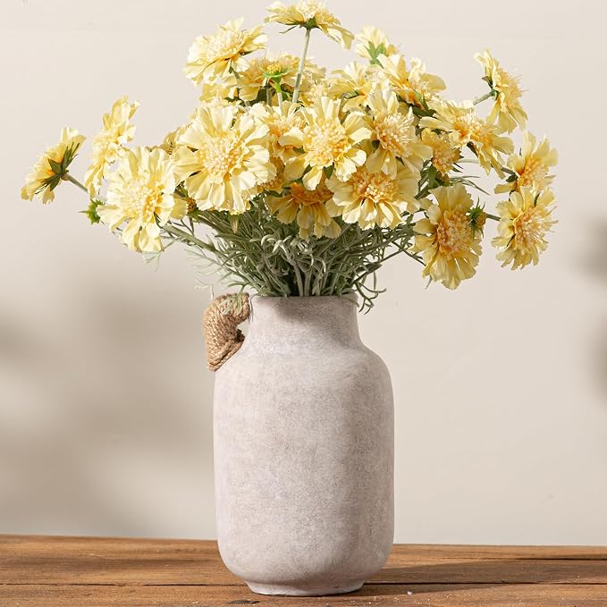 Vanselia Ceramic Flower Vase Home Table Decor Living Room Farmhouse 9.7 in | Large Tall White Rustic Decorative Flowers Vases Plant Modern Decoration for Kitchen Shelf Coffee Dining Centerpieces Desk