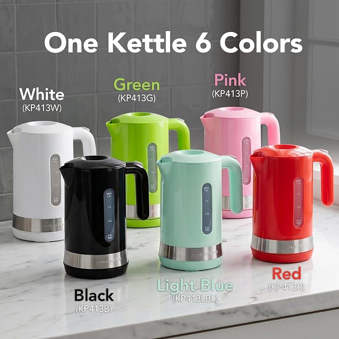 OVENTE 1.8L Electric Kettle, 1500W Fast Boiling Heater for Coffee or Tea, BPA Free, Easy to Fill Lid, Water Level Window, Auto Shut-Off, Boil-Dry Protection and Removable Filter, Green KP413G