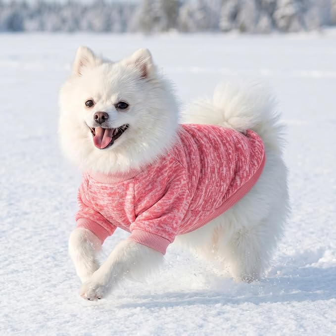 3 Pack Dog Sweaters for Small Dogs Girl Boy Winter Fleece Clothes Warm Soft Dog Sweatshirt Outfit for Dogs Cats Pet Apparel