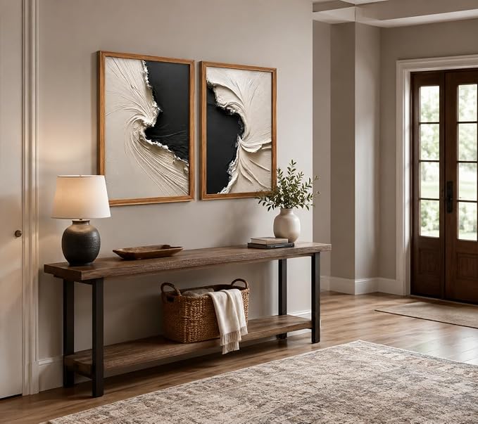 3Pcs Wood Framed Luxury Abstract Canvas Wall Art Textured Relief Painting Prints Modern Neutral Poster Picture Gallery Wall Decor Artwork Print Living Room Bedroom 12x16 Inch Ready to Hang