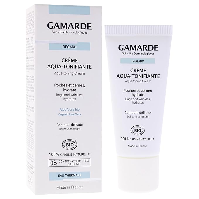 Gamarde Aqua-Tonifying Cream - Anti Aging Eye Cream Reduces Puffiness and Dark Circles - Hyaluronic Acid and Aloe Vera Restores Hydration - 0.7 oz