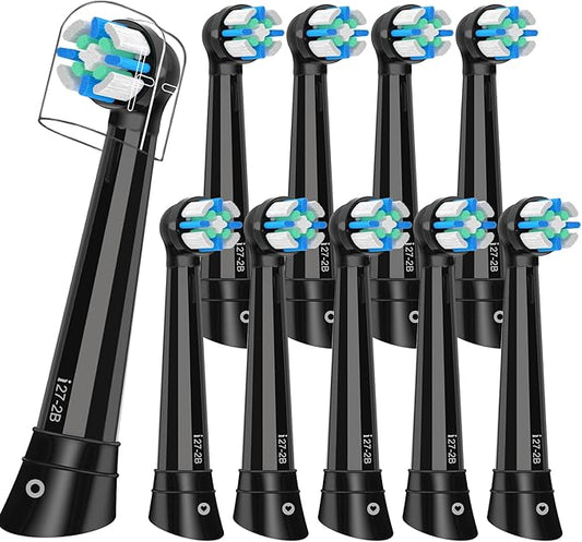 Juzflow iO Replacement Heads Compatible with Oral b iO 2/3/4/5/6/7/8/9/10 Series Electric Toothbrush,Gum Care Toothbrush Head Compatible with Oral b iO Replacement Heads,10PCS Black