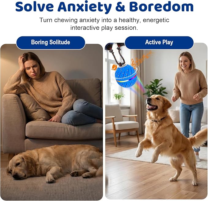 Smart Interactive Dog Toys Ball for Aggressive Chewers Medium Large,E-TPU