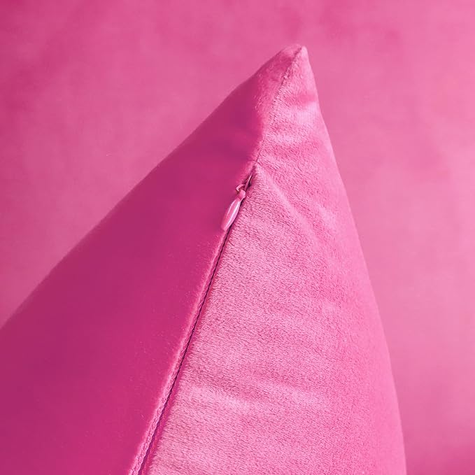 Artscope Luxury Velvet Pillow Covers Decorative Rectangle Pillowcases Soft Solid Cushion Cases for Couch Sofa Bedroom Car Decor 12x20 Inch Hot Pink