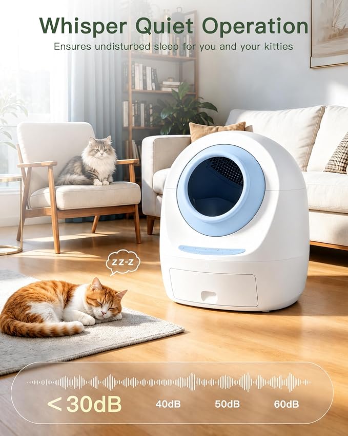 Casa Leo Automatic Self-Cleaning Cat Litter Box | with Leo’s Loo Too Wi-Fi App & Voice Control, App Weight Tracking, UV Odor Control, Safety Sensors, 30dB Quiet