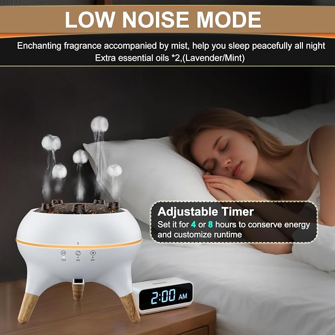 Morbou Essential Oil Diffuser Jellyfish Mist Dancing with Music Aromatherapy, 7 Colorful Lights Hotel Collection Diffuser Oils Scents for Home