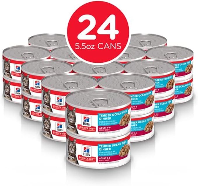 Hill's Science Diet Adult 1-6 Wet Cat Food | #1 Veterinarian Recommended, Ocean Fish Recipe, 5.5 oz. Cans, 24-Pack