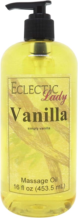 Vanilla Massage Oil, 16 oz, With Sweet Almond Oil and Jojoba Oil