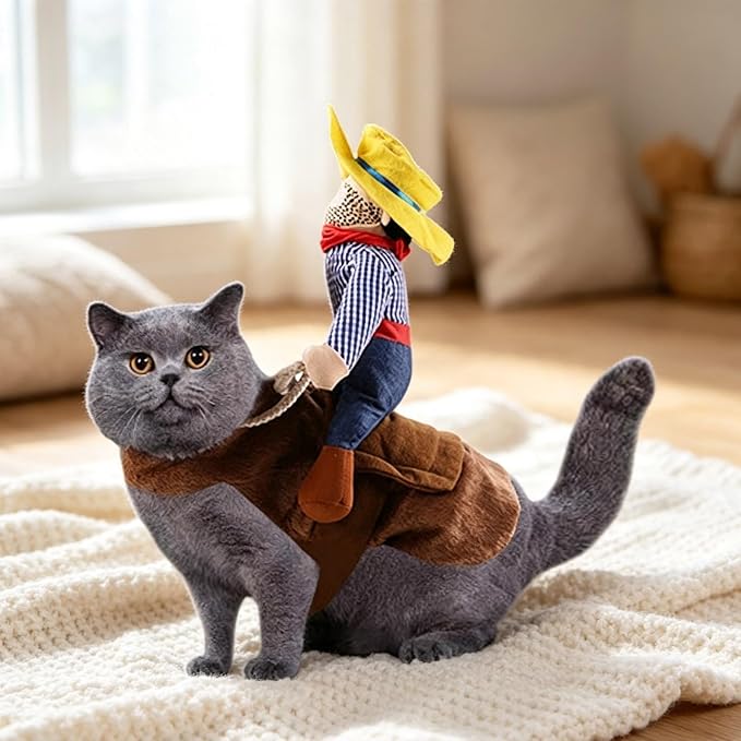 Halloween Dog Rider Costume Cute Doggy Cowboy Costumes Funny Dog Clothes | Dog Halloween Costumes, Knight Style Dog Cowboy Rider Costume, Funny Adjustable Pet Halloween Cosplay Costume for Dogs