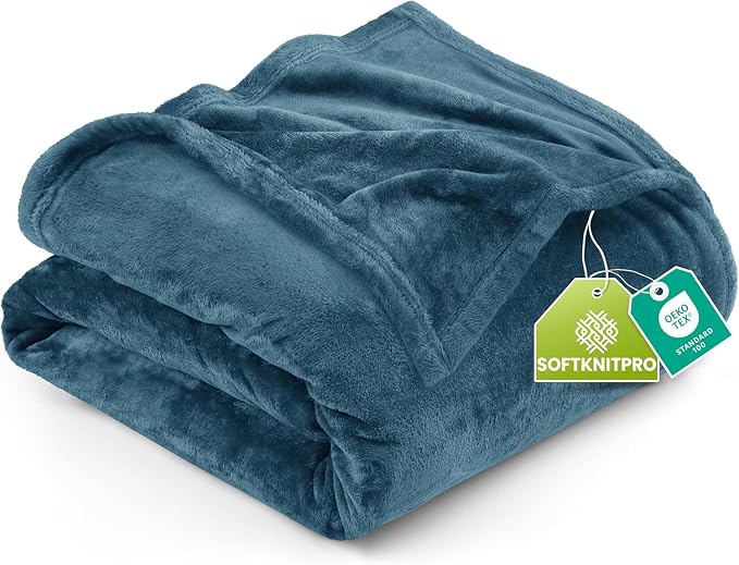 Utopia Bedding Soft Fleece Bed Blanket Twin Size Stone Blue (60x80 Inch) | Microfiber Plush Warm Lightweight Breathable Cozy Blanket Anti-Static, All Season Use, Gift for Women and Men
