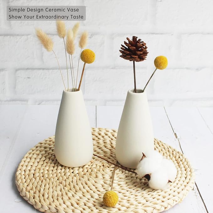 YANLING 6 Pack Small White Vase for Home Decor, 5 in Modern Ceramic Vases | for Pampas Grass, Boho Vase White Vases for Dried Flowers, Wedding Dinner Table Party