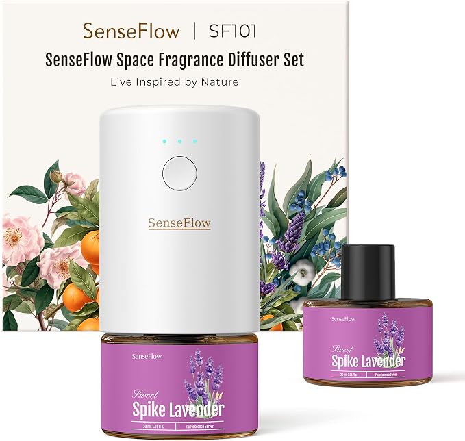 Essential Oil Refill 1.02oz/30ml - Free SF101 Waterless Aromatherapy Diffuser, Covers 1000 Sq Ft, 120-Day Natural Scent,Spike Lavender