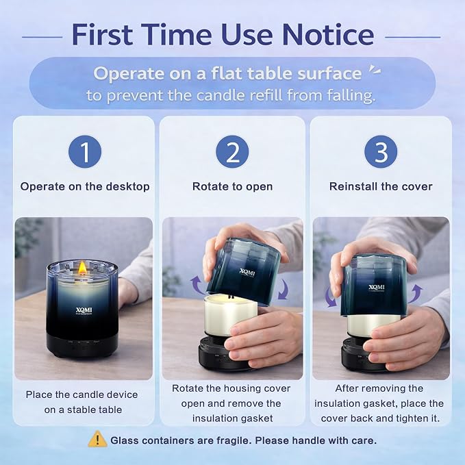 Smart Scented Candle with Timer,One-Touch Ignition & Extinguish with Remote, Natural Soy Wax Birthday Gifts for Women Mom, House Warming Gifts New Home Decor(Blue Sky Series)