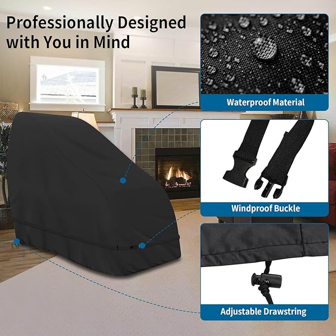 Roasivi Massage Chair Cover Waterproof Massage Chair Full Body Protector Zero Gravity Armchair Cover 420D Oxford Fabric with Drawstring and Buckle 63"L x 39.5"W x 55.5"H Black