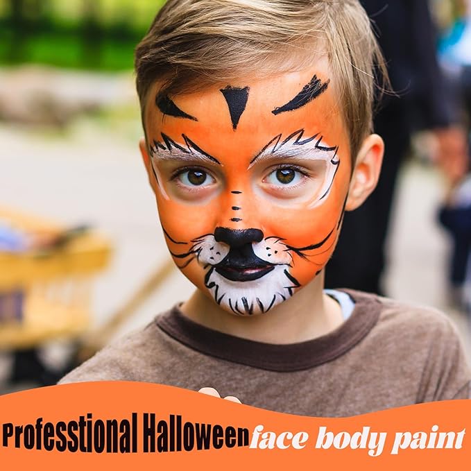 Orange Face Body Paint，Water Based Cream Orange Face Body Paint for Starfire Festivals Halloween Cosplay SFX Pumpkin Makeup,Washable&Full Coverage