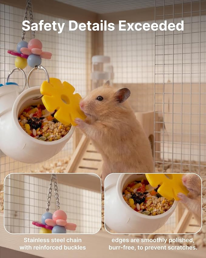 2 PCS Hanging Foraging Chew Toy Interactive Treat Dispenser, Small Animal Cage Enrichment Puzzle Feeder for Rats, Guinea Pigs, Bird,Easy to Disassemble & Clean