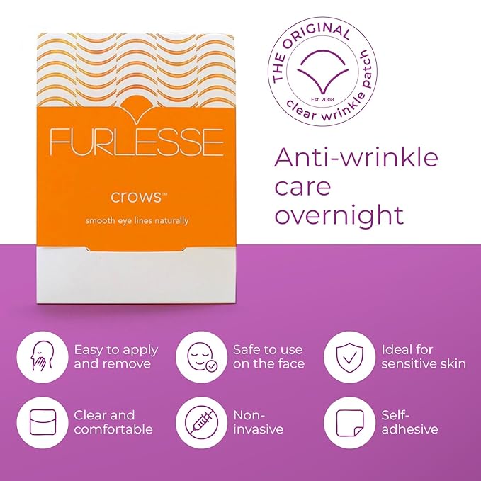 Furlesse Crows Wrinkle Patches, Overnight Eye Patches for Wrinkles and Crow’s Feet Lines, Non-invasive Anti-Wrinkle Patches, Anti-aging Skincare, 60 Patches, 30-Day Use
