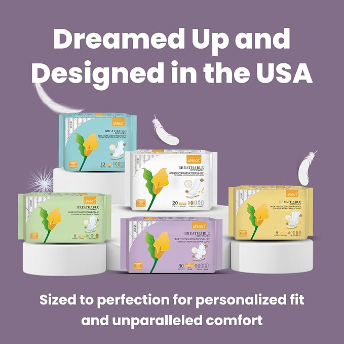 uNeat Panty Liners for Women & Teens, Pantiliners with Wings, Mini Sanitary Pads, Light Periods and Leaks, Ultra Thin Daily Liners for Women,30 Count
