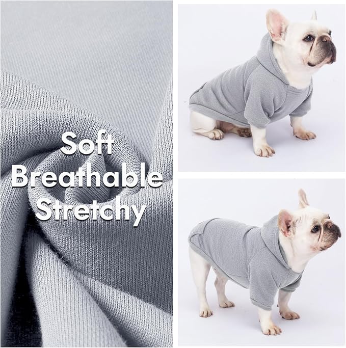 2 Pack Dog Hoodie Warm Hood Dog Sweater Cold Weather Small Dogs Sweatshirt Comfort Pet Clothes for Small Medium Dogs with Pockets Cats Chihuahua Clothes for Male Female Girl Boy Sporty Daily Wear