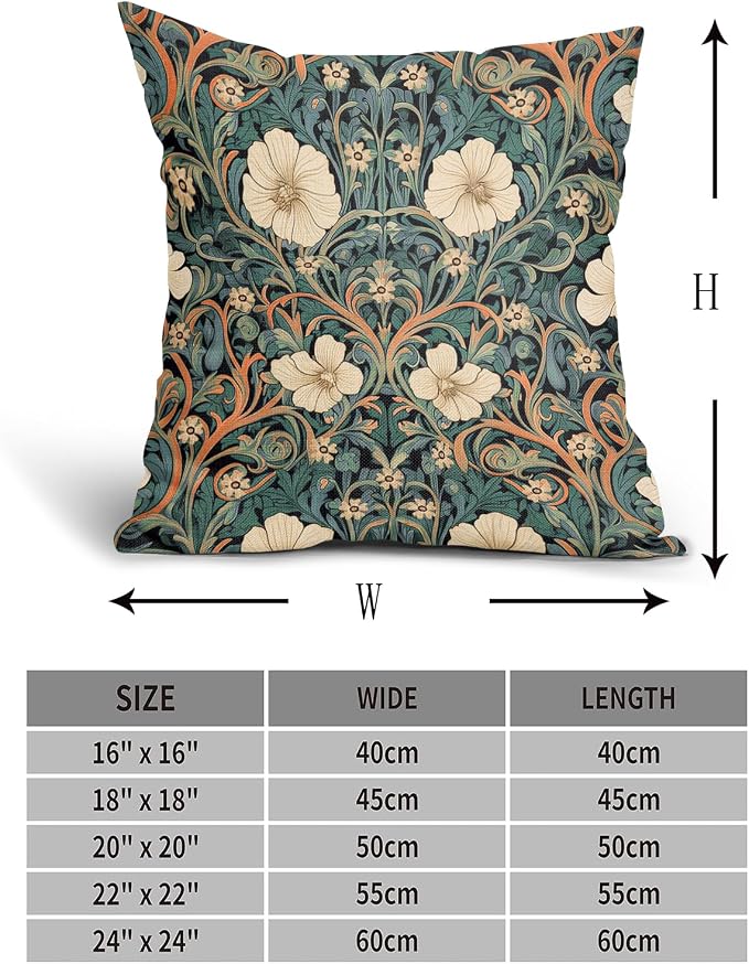 Vintage Floral Lumbar Pillow Covers 22x22 Inch Orange Whtie Green Toile Flowers Pillow Cases Chinoiserie Aesthetic Tapestry Linen Cushion Case Farmhouse Home Decor for Sofa Couch Porch Outdoor Set 2