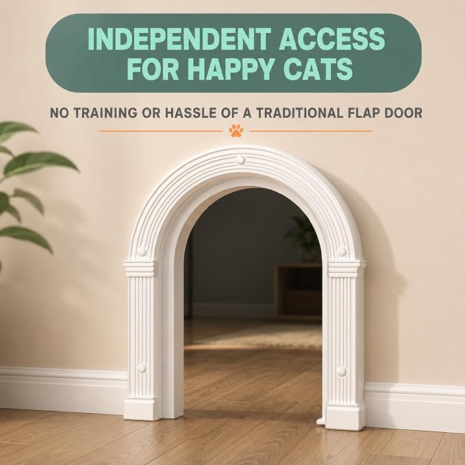 Cat Door Interior Doors Large - No-Flap, Fits Cats Up to 25 lbs