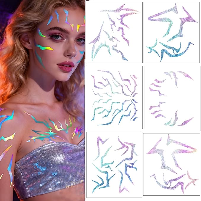 Temporary Tattoo Stickers – 8 PCS Colorful Movie Anime Kpop Theme Purple Tattoos Realistic Waterproof Body Art for Cosplay, Halloween, and Party Makeup(For Full Body)