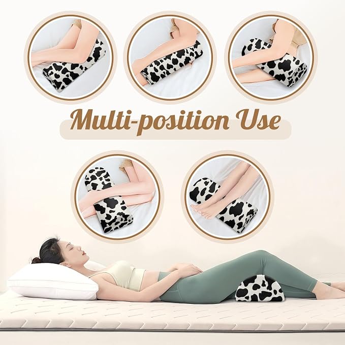 Knee Pillow for Back Sleeping – Half Moon Bolster Pillow for Under Knee While Sleeping Support, Leg & Back Pain Relief (21.5x9x5 Inches)