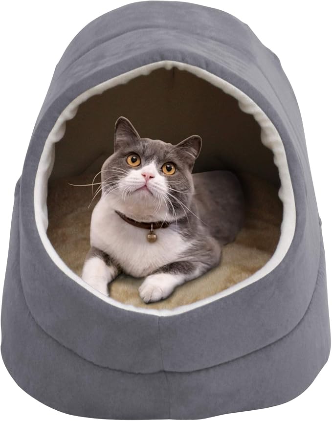 Self Warming Burrow Cat Bed, Washable Pet Hideway House | Keep Warming, Machine Washable, Easy to Clean, Soft & Comfortable, Pet Beds fo Cats & Dogs, Cozy Privacy Nook