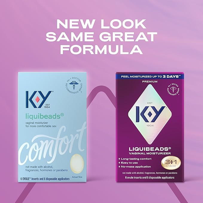 K-Y Personal Lubricant, Liquibeads Vaginal Moisturizer, 6 Bead Inserts and 6 Applicators to Supplement a Woman's Natural Moisture for Comfort and Sex (Packaging May Vary)