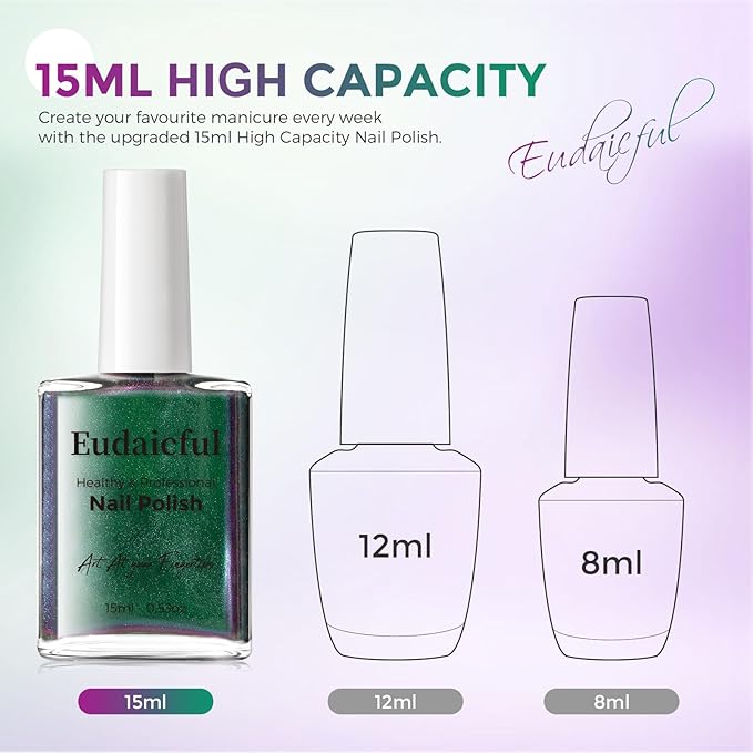 Chameleon Nail Polish Quick Dry Polish Air Dry Fast, 15ml/0.5 fl oz Holographic Green Purple Chrome Polish