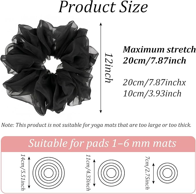 Yoga Mat Scrunchie Stretchable Elastic Chiffon Fabric Yoga Mat Holder Strap Band for Women Men(Mat Not Included)