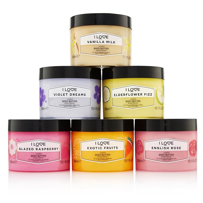 I Love Glazed Raspberry Scented Body Butter - Hydrating Body Butter for Dry Skin - Vitamin E and Aloe Vera - Shea Butter and Coconut Oil - 10.1 oz