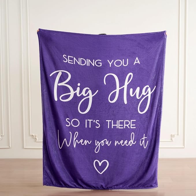 Thinking of You Gifts for Women Men – Get Well Blanket 50x60 Inch, Purple Flannel Comfort Hug Blanket, Sympathy Throw for After Surgery, Chemo, Illness, Recovery