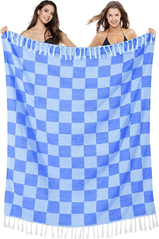 Antfuny Turkish Beach Towels Quick Dry Sand Free Lightweight Thin Sandproof Extra Large XL Towel Adult Bath Swim Towel Packable Camping Yard Essentials Blue