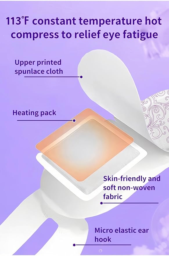 12-Pack Disposable Steam Eye Mask for Dry Eyes & Digital Eye Strain | Self-Heating Screen Time Relief Mask with 30min Moist Heat (104-113℉) | Sleep Mask for Travel, Office Gifts (Purple&Unscented)