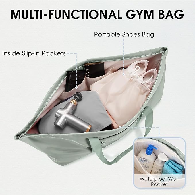 sportsnew Large Yoga Mat Bag with Shoes Compartment and Wet Pocket Ladies Pilates Gym Tote Bag with Yoga Mat Holder Strap for Women Men Workout Carrier Stuff Accessories