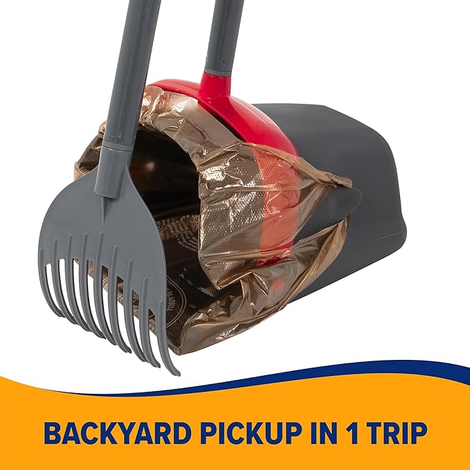 Arm and Hammer Heavy-Duty Dog Pooper Scooper for XL Dogs, Yard Cleanup | Heavy Duty Design Built for XL Dogs and Outdoor Yard Use, Includes an Attached Bag Holder and 2 Waste Bags Included