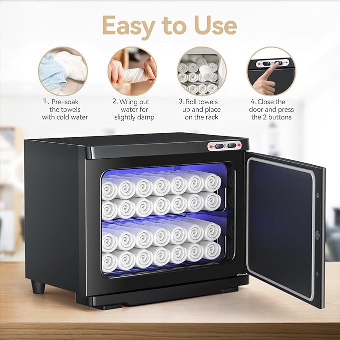 23L Hot Towel Warmer Spa, Large 2-in-1 Spa Towel Warmers for Facials Esthetician, Towel Warmer Cabinet Towel Heater for Barber, Salon(Black)