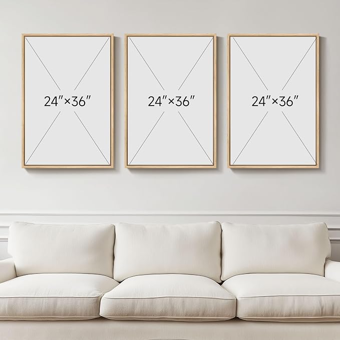 Large 3D Textured Framed Boho Modern Neutral Abstract Wall Art for Living Room, 3 Piece Black White Brown Paintings Artwork for Walls, Geometric Pictures for Office Bedroom Dining Room Decor, 24x36 In